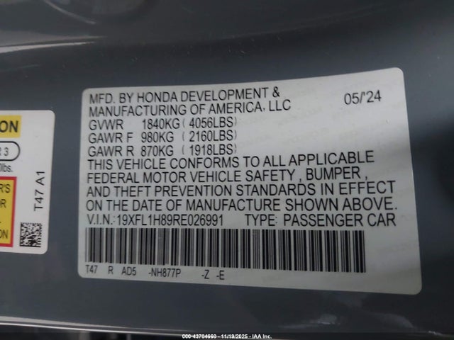19XFL1H89RE026991 Honda l15b7