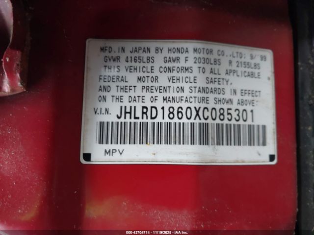 1999 HONDA CR-V JHLRD1860XC085301 Photo 8