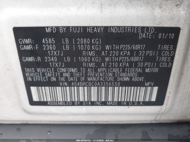 2010 SUBARU OUTBACK 4S4BRCBC0A3356550 Photo 8