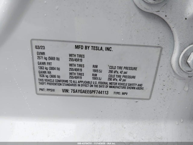 2023 TESLA MODEL Y 7SAYGAEE6PF744113 Photo 8