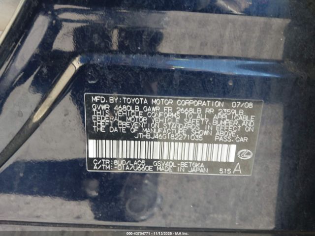 2008 LEXUS ES 350 JTHBJ46G182271035 Photo 8
