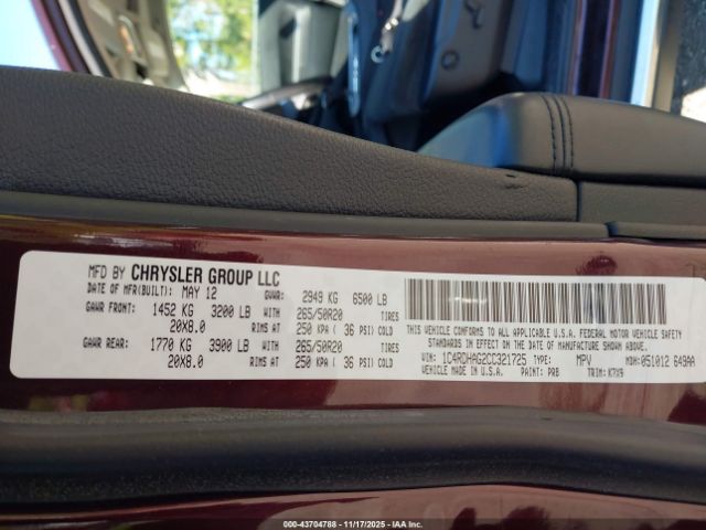 2012 DODGE DURANGO 1C4RDHAG2CC321725 Photo 8