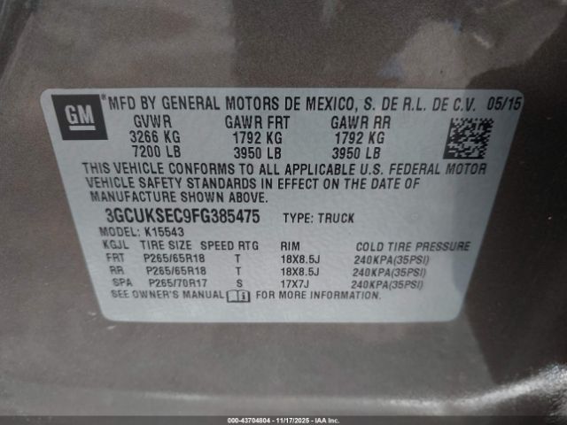 2015 CHEVROLET SILVERADO 1500 3GCUKSEC9FG385475 Photo 8