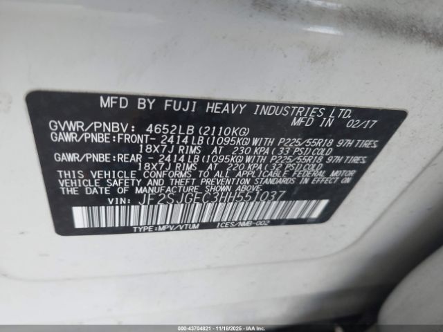 2017 SUBARU FORESTER JF2SJGEC3HH551037 Photo 8