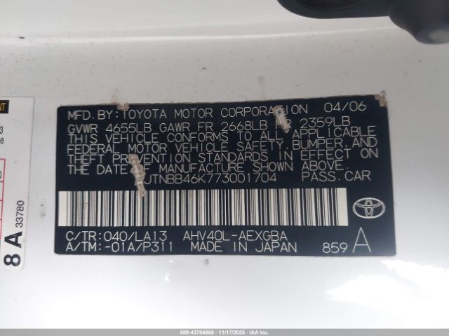 2007 TOYOTA CAMRY HYBRID JTNBB46K773001704 Photo 8