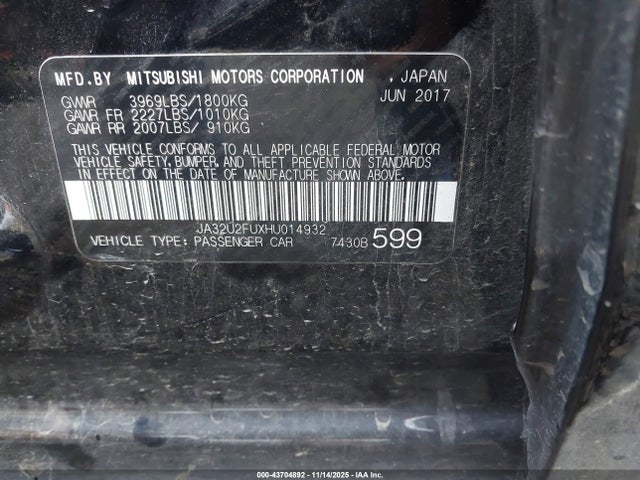 2017 MITSUBISHI LANCER JA32U2FUXHU014932 Photo 8