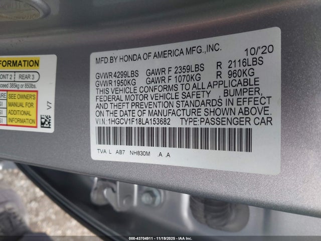 1HGCV1F18LA153682 Honda ACCORD LX