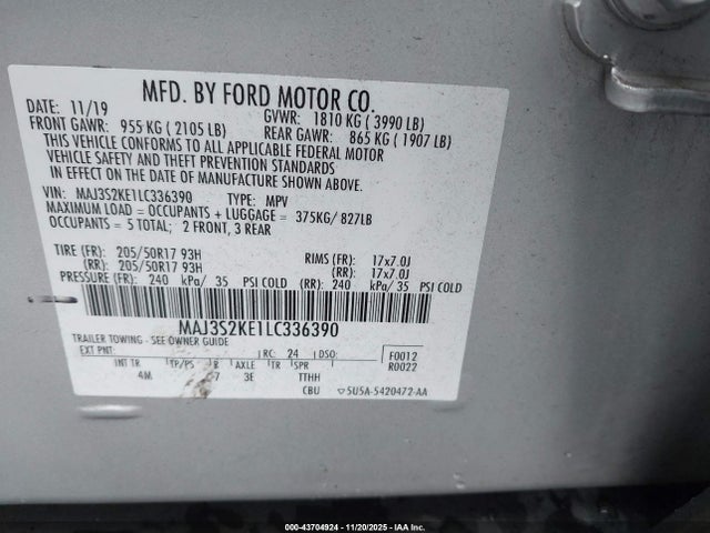 Ford Ecosport Titanium 2020 MAJ3S2KE1LC336390 Image 9
