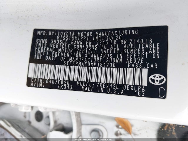 Toyota COROLLA LE 2021 5YFEPMAE0MP181230 Image 9