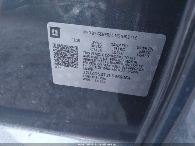 1G1ZD5ST2LF059464 Chevrolet Malibu Fwd Lt