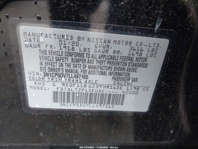 3N1CP5DV7LL497165 Nissan Kicks Sr Xtronic Cvt