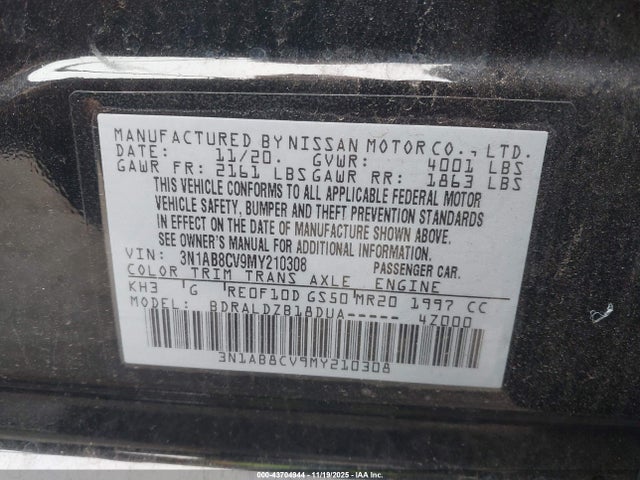 3N1AB8CV9MY210308 Nissan Sentra Sv Xtronic Cvt