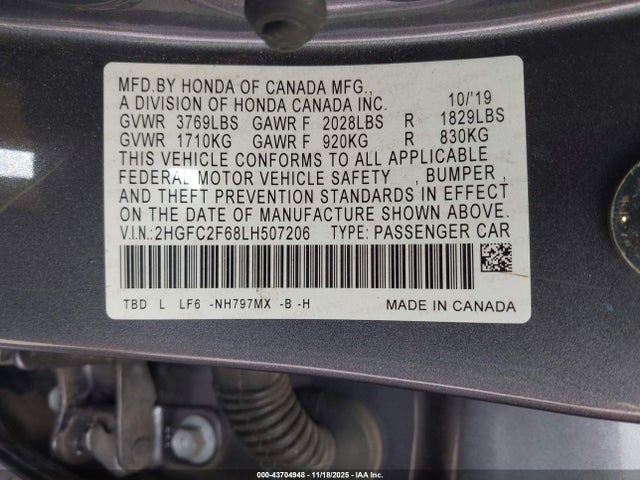 Honda Civic Lx 2020 2HGFC2F68LH507206 Image 9