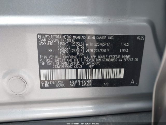2022 TOYOTA RAV4 2T3W1RFVXNC183569 Photo 8