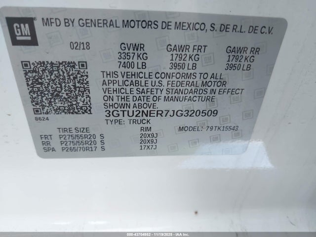 GMC Sierra 1500 Slt 2018 3GTU2NER7JG320509 Image 9