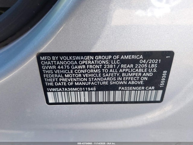 2021 VOLKSWAGEN PASSAT 1VWSA7A36MC011948 Photo 8
