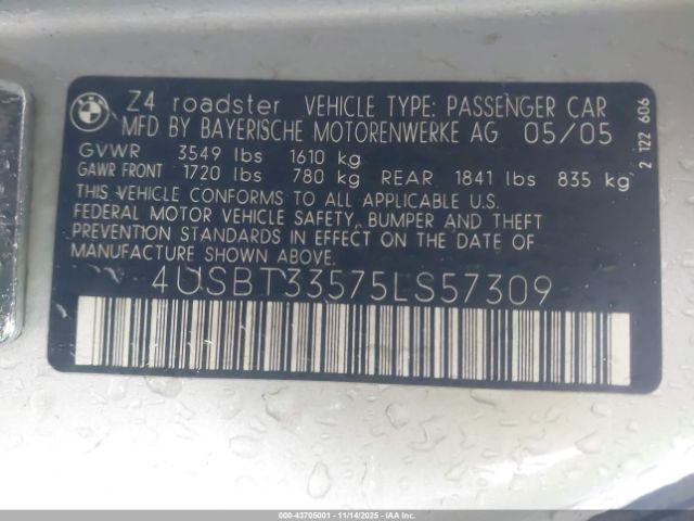 2005 BMW Z4 4USBT33575LS57309 Photo 8