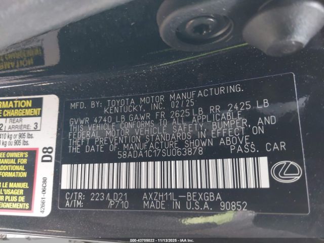 2025 LEXUS ES 300H 58ADA1C17SU063878 Photo 8