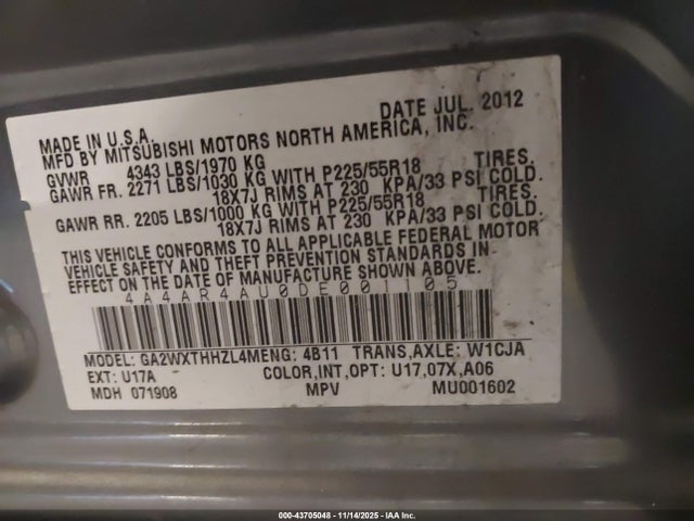 2013 MITSUBISHI OUTLANDER SPORT 4A4AR4AU0DE001105 Photo 8