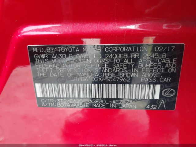 2017 LEXUS IS 200T JTHBA1D2XH5047962 Photo 8