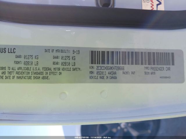 2019 DODGE CHARGER 2C3CDXBG0KH728666 Photo 8