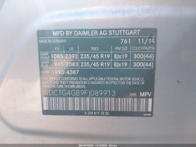 2015 MERCEDES-BENZ GLA 250 WDCTG4GB9FJ089913 Photo 8