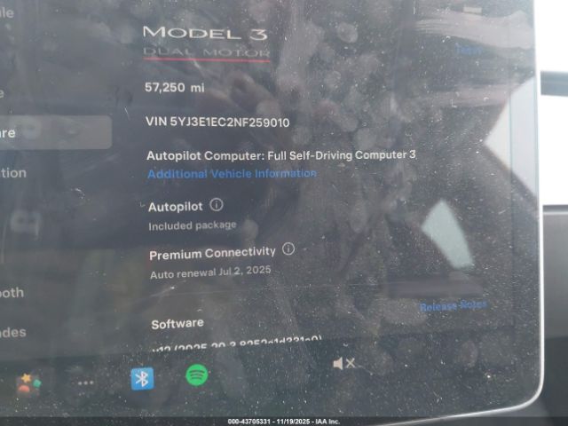 2022 TESLA MODEL 3 5YJ3E1EC2NF259010 Photo 6