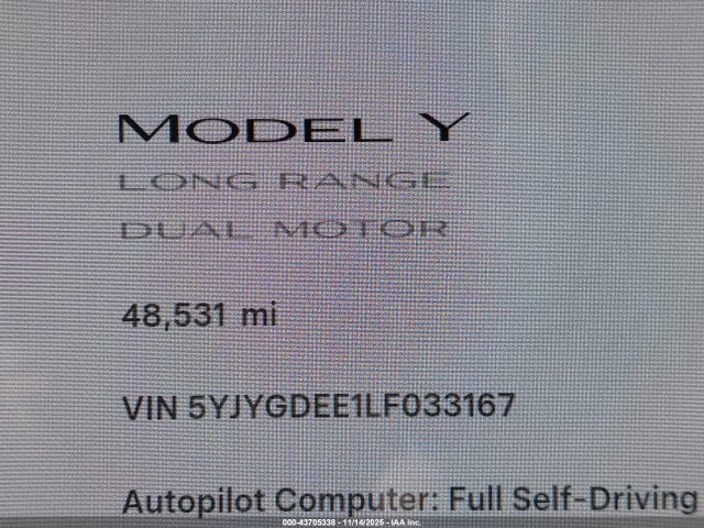 2020 TESLA MODEL Y 5YJYGDEE1LF033167 Photo 6