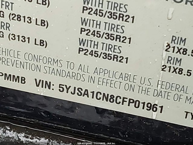 2012 TESLA MODEL S 5YJSA1CN8CFP01961 Photo 8