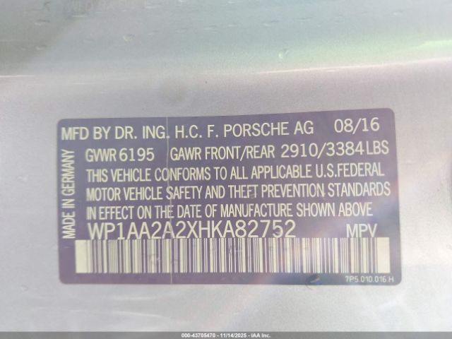2017 PORSCHE CAYENNE WP1AA2A2XHKA82752 Photo 8