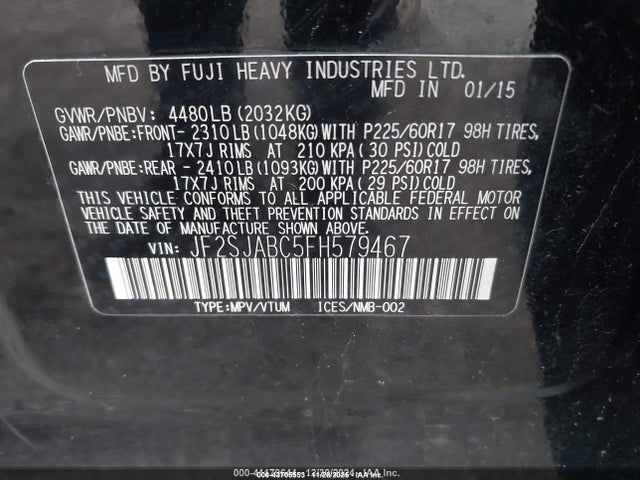 JF2SJABC5FH579467 Subaru Forester 2.5i