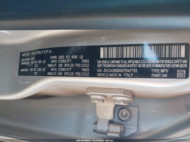 ZACNJBBB9KPK47783 Jeep Renegade Latitude 4x4