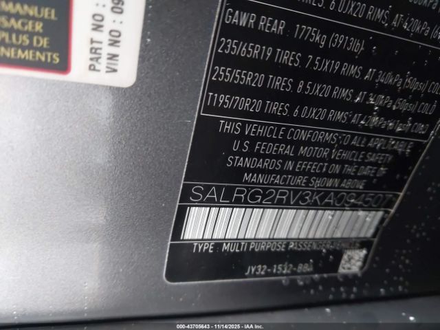 2019 LAND ROVER DISCOVERY SALRG2RV3KA094507 Photo 8