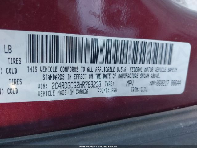 2017 DODGE GRAND CARAVAN 2C4RDGCG2HR783238 Photo 8
