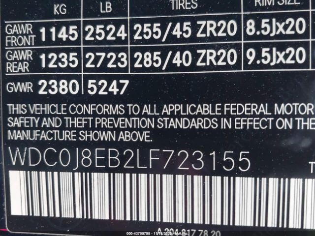 2020 MERCEDES-BENZ GLC 300 COUPE WDC0J8EB2LF723155 Photo 8