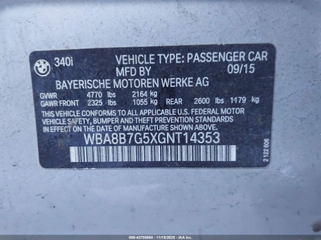 2016 BMW 340I WBA8B7G5XGNT14353 Photo 8