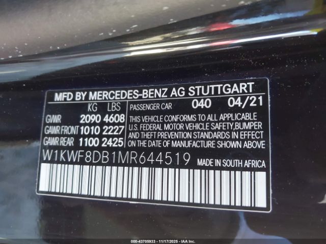 2021 MERCEDES-BENZ C 300 W1KWF8DB1MR644519 Photo 8