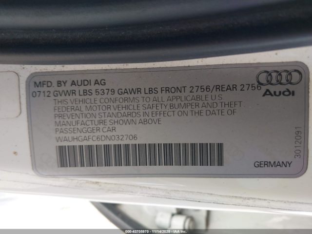 2013 AUDI A6 WAUHGAFC6DN032706 Photo 8