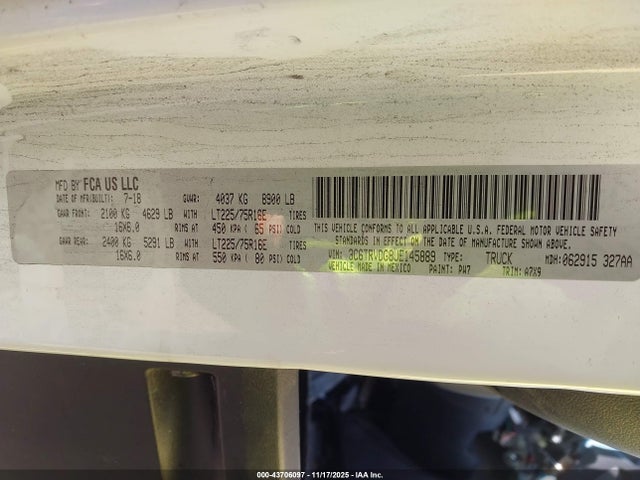 2018 RAM PROMASTER 2500 3C6TRVDG8JE145889 Photo 8