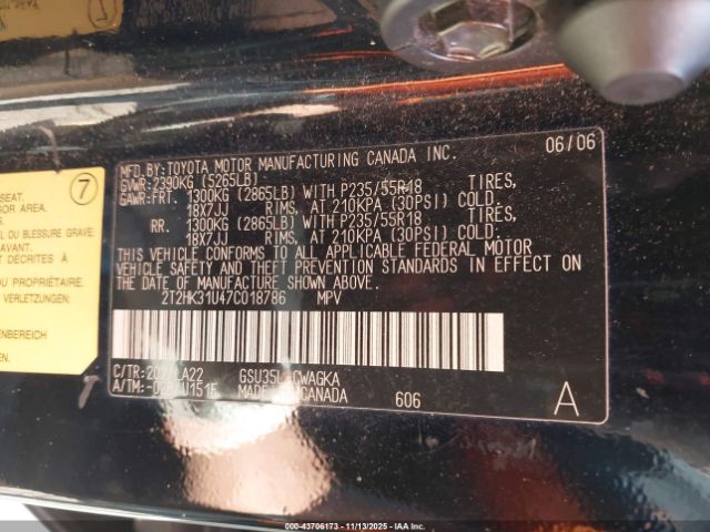 2007 LEXUS RX 350 2T2HK31U47C018786 Photo 8