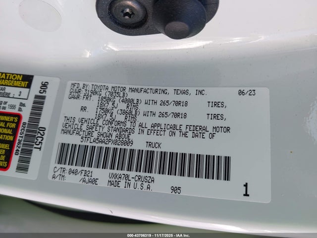 Toyota Tundra Sr5 2023 5TFLA5AA2PX028009 Image 9