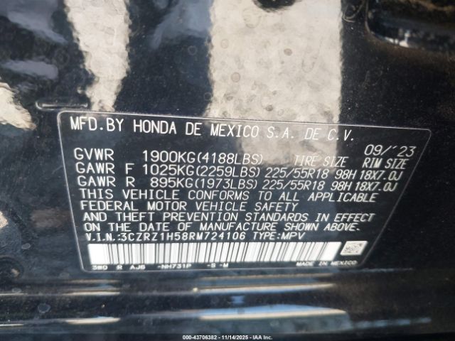 2024 HONDA HR-V 3CZRZ1H58RM724106 Photo 8