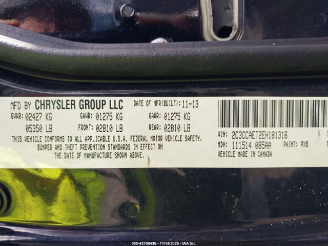 Продажа на аукционе авто 2014 Chrysler 300c, vin: 2C3CCAET2EH181316, номер лота: 43706436