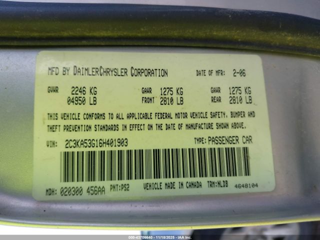 2006 CHRYSLER 300 2C3KA53G16H401903 Photo 8