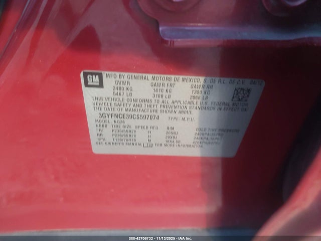 2012 CADILLAC SRX 3GYFNCE39CS597074 Photo 8