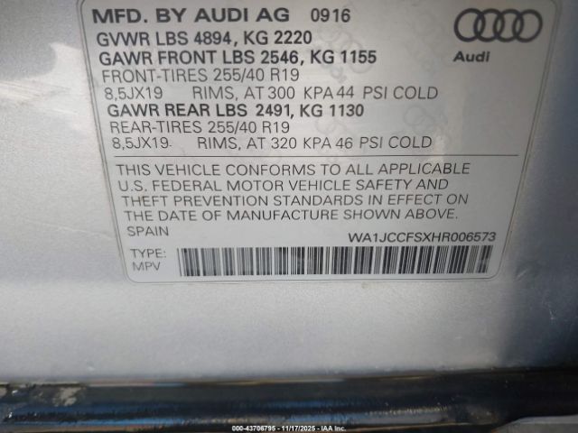 2017 AUDI Q3 WA1JCCFSXHR006573 Photo 8
