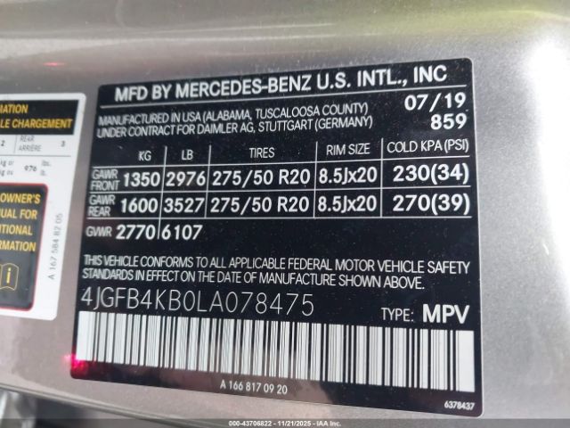 2020 MERCEDES-BENZ GLE 350 4JGFB4KB0LA078475 Photo 8