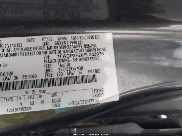 2015 FORD FOCUS 1FADP3F26FL353976 Photo 8