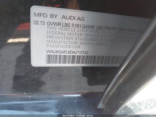 2013 AUDI S4 WAUKGAFL6DA210742 Photo 8