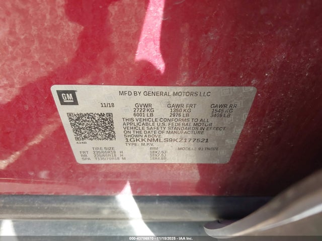 2019 GMC ACADIA 1GKKNMLS9KZ177521 Photo 8